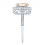 18k White Gold 18k White Gold Morganite And Diamond Halo Fashion Ring - Side View -  102532 - Thumbnail