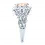 18k White Gold 18k White Gold Morganite And Diamond Halo Fashion Ring - Side View -  102534 - Thumbnail
