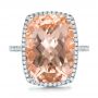 18k White Gold 18k White Gold Morganite And Diamond Halo Fashion Ring - Top View -  101779 - Thumbnail
