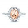 18k White Gold 18k White Gold Morganite And Diamond Halo Fashion Ring - Top View -  102532 - Thumbnail