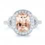 18k White Gold 18k White Gold Morganite And Diamond Halo Fashion Ring - Top View -  102533 - Thumbnail