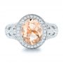 18k White Gold 18k White Gold Morganite And Diamond Halo Fashion Ring - Top View -  102534 - Thumbnail