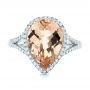 18k White Gold 18k White Gold Morganite And Diamond Halo Fashion Ring - Top View -  103759 - Thumbnail