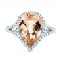 14k White Gold 14k White Gold Morganite And Diamond Halo Fashion Ring - Top View -  103759 - Thumbnail