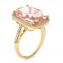 18k Yellow Gold 18k Yellow Gold Morganite And Diamond Halo Fashion Ring - Three-Quarter View -  101779 - Thumbnail