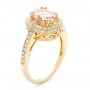 18k Yellow Gold 18k Yellow Gold Morganite And Diamond Halo Fashion Ring - Three-Quarter View -  102532 - Thumbnail