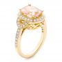 18k Yellow Gold 18k Yellow Gold Morganite And Diamond Halo Fashion Ring - Three-Quarter View -  102533 - Thumbnail