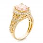 14k Yellow Gold 14k Yellow Gold Morganite And Diamond Halo Fashion Ring - Three-Quarter View -  102534 - Thumbnail