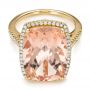 14k Yellow Gold 14k Yellow Gold Morganite And Diamond Halo Fashion Ring - Flat View -  101779 - Thumbnail