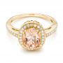 14k Yellow Gold 14k Yellow Gold Morganite And Diamond Halo Fashion Ring - Flat View -  102532 - Thumbnail