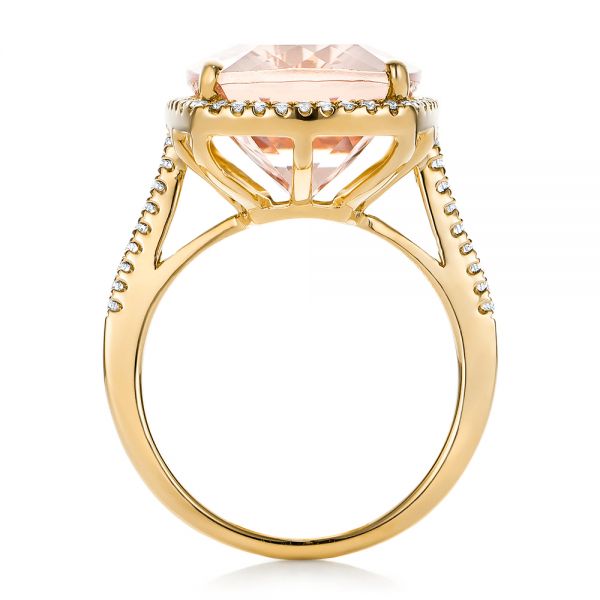 14k Yellow Gold 14k Yellow Gold Morganite And Diamond Halo Fashion Ring - Front View -  101779