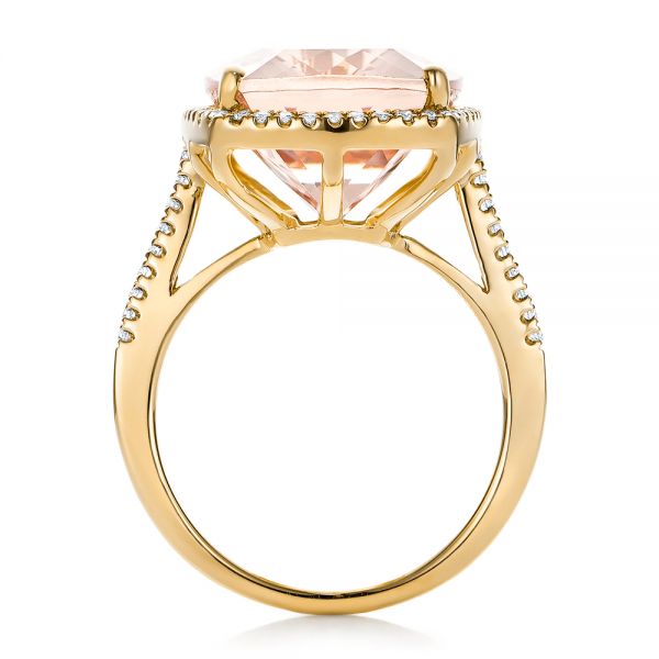 14k Yellow Gold 14k Yellow Gold Morganite And Diamond Halo Fashion Ring - Front View - 101779