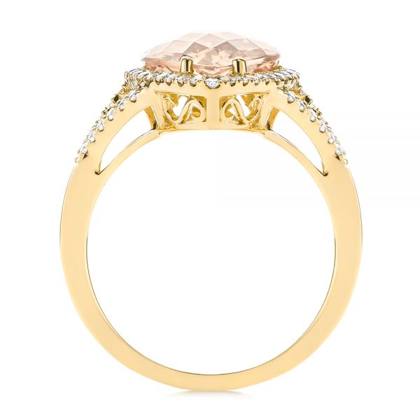 14k Yellow Gold 14k Yellow Gold Morganite And Diamond Halo Fashion Ring - Front View -  103759