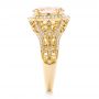 18k Yellow Gold 18k Yellow Gold Morganite And Diamond Halo Fashion Ring - Side View -  102534 - Thumbnail