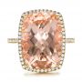 14k Yellow Gold 14k Yellow Gold Morganite And Diamond Halo Fashion Ring - Top View -  101779 - Thumbnail