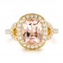 18k Yellow Gold 18k Yellow Gold Morganite And Diamond Halo Fashion Ring - Top View -  102533 - Thumbnail