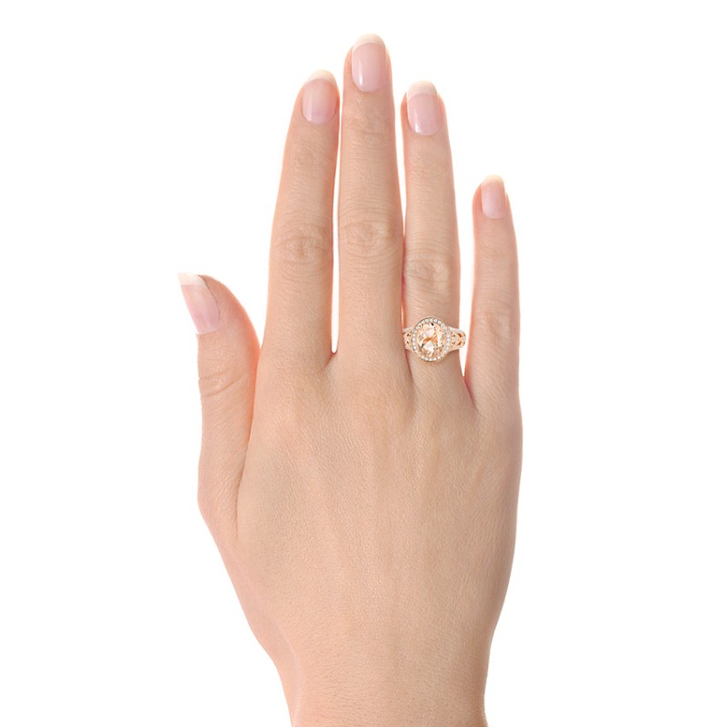 Morganite and Diamond Halo Fashion Ring - On hand