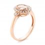 14k Rose Gold Morganite And Diamond Halo Ring - Three-Quarter View -  104587 - Thumbnail