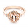 14k Rose Gold Morganite And Diamond Halo Ring - Flat View -  104587 - Thumbnail