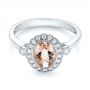  Platinum Platinum Morganite And Diamond Halo Ring - Flat View -  104587 - Thumbnail