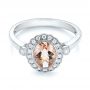 14k White Gold 14k White Gold Morganite And Diamond Halo Ring - Flat View -  104587 - Thumbnail