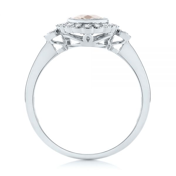 14k White Gold 14k White Gold Morganite And Diamond Halo Ring - Front View - 104587