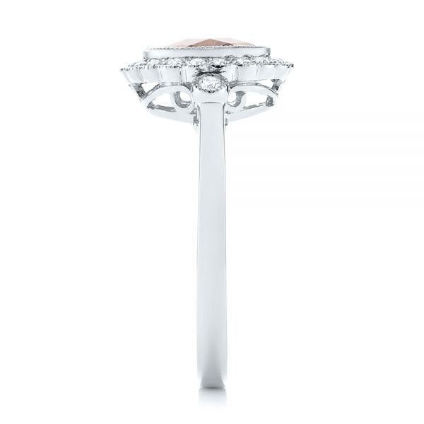 18k White Gold 18k White Gold Morganite And Diamond Halo Ring - Side View -  104587