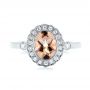 18k White Gold 18k White Gold Morganite And Diamond Halo Ring - Top View -  104587 - Thumbnail