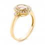 18k Yellow Gold 18k Yellow Gold Morganite And Diamond Halo Ring - Three-Quarter View -  104587 - Thumbnail