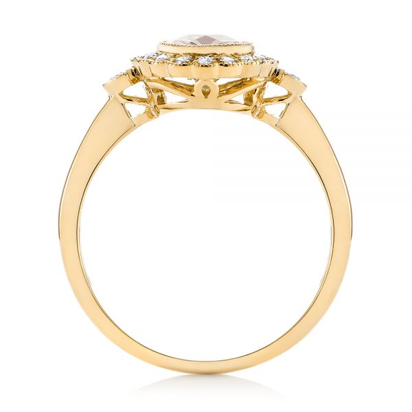 18k Yellow Gold 18k Yellow Gold Morganite And Diamond Halo Ring - Front View -  104587