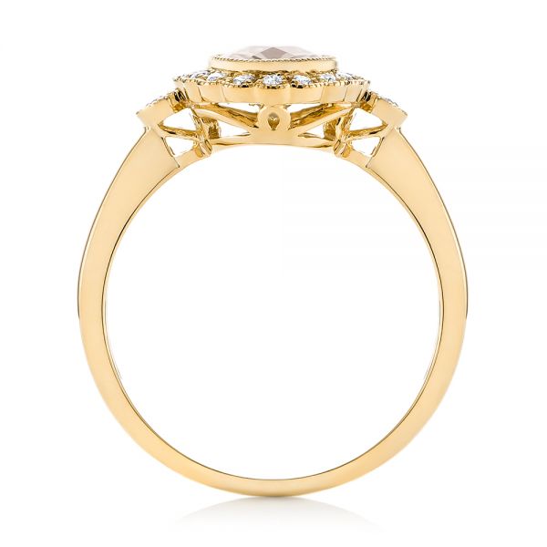 14k Yellow Gold 14k Yellow Gold Morganite And Diamond Halo Ring - Front View - 104587