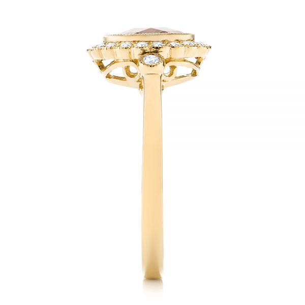 14k Yellow Gold 14k Yellow Gold Morganite And Diamond Halo Ring - Side View -  104587