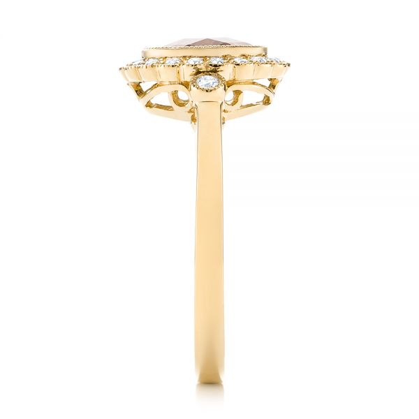 14k Yellow Gold 14k Yellow Gold Morganite And Diamond Halo Ring - Side View - 104587