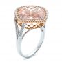  Platinum Platinum Morganite And Diamond Halo Two-tone Ring - Three-Quarter View -  100795 - Thumbnail