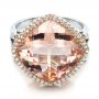 18k White Gold 18k White Gold Morganite And Diamond Halo Two-tone Ring - Flat View -  100795 - Thumbnail