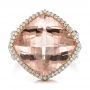 18k White Gold 18k White Gold Morganite And Diamond Halo Two-tone Ring - Top View -  100795 - Thumbnail