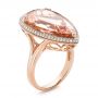 18k Rose Gold 18k Rose Gold Morganite And Double Diamond Halo Fashion Ring - Three-Quarter View -  101780 - Thumbnail