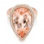 14k Rose Gold 14k Rose Gold Morganite And Double Diamond Halo Fashion Ring - Flat View -  101780 - Thumbnail