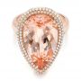 14k Rose Gold 14k Rose Gold Morganite And Double Diamond Halo Fashion Ring - Flat View -  101780 - Thumbnail