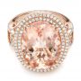 Morganite And Double Diamond Halo Fashion Ring - Flat View -  101781 - Thumbnail