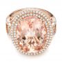 18k Rose Gold 18k Rose Gold Morganite And Double Diamond Halo Fashion Ring - Flat View -  101781 - Thumbnail