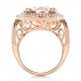 14k Rose Gold 14k Rose Gold Morganite And Double Diamond Halo Fashion Ring - Front View -  101781 - Thumbnail