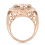 18k Rose Gold 18k Rose Gold Morganite And Double Diamond Halo Fashion Ring - Front View -  101781 - Thumbnail