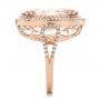 14k Rose Gold 14k Rose Gold Morganite And Double Diamond Halo Fashion Ring - Side View -  101781 - Thumbnail