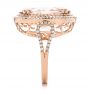 14k Rose Gold 14k Rose Gold Morganite And Double Diamond Halo Fashion Ring - Side View -  101781 - Thumbnail