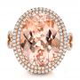 14k Rose Gold 14k Rose Gold Morganite And Double Diamond Halo Fashion Ring - Top View -  101781 - Thumbnail
