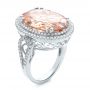  Platinum Platinum Morganite And Double Diamond Halo Fashion Ring - Three-Quarter View -  101781 - Thumbnail