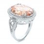 18k White Gold 18k White Gold Morganite And Double Diamond Halo Fashion Ring - Three-Quarter View -  101781 - Thumbnail