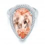 18k White Gold 18k White Gold Morganite And Double Diamond Halo Fashion Ring - Flat View -  101780 - Thumbnail