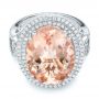  Platinum Platinum Morganite And Double Diamond Halo Fashion Ring - Flat View -  101781 - Thumbnail